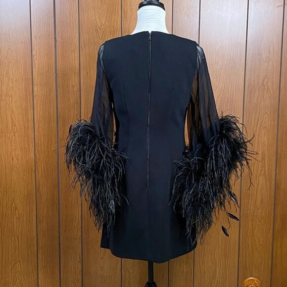 Alice + Olivia  Izola Feather-Trim Minidress size 8 - Picture 10 of 16